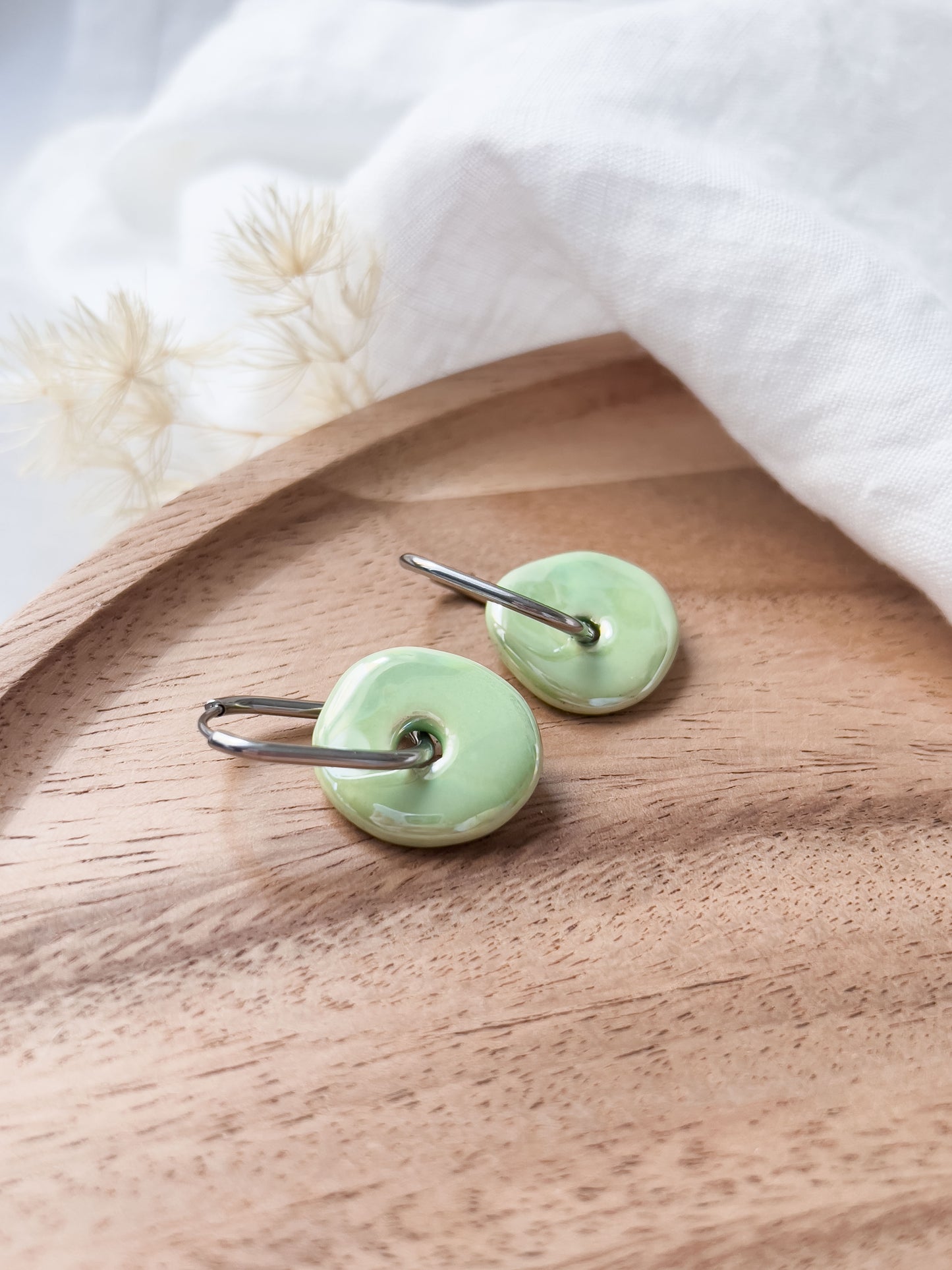 Col J ✦ Grüne Keramik Creolen 2-in-1