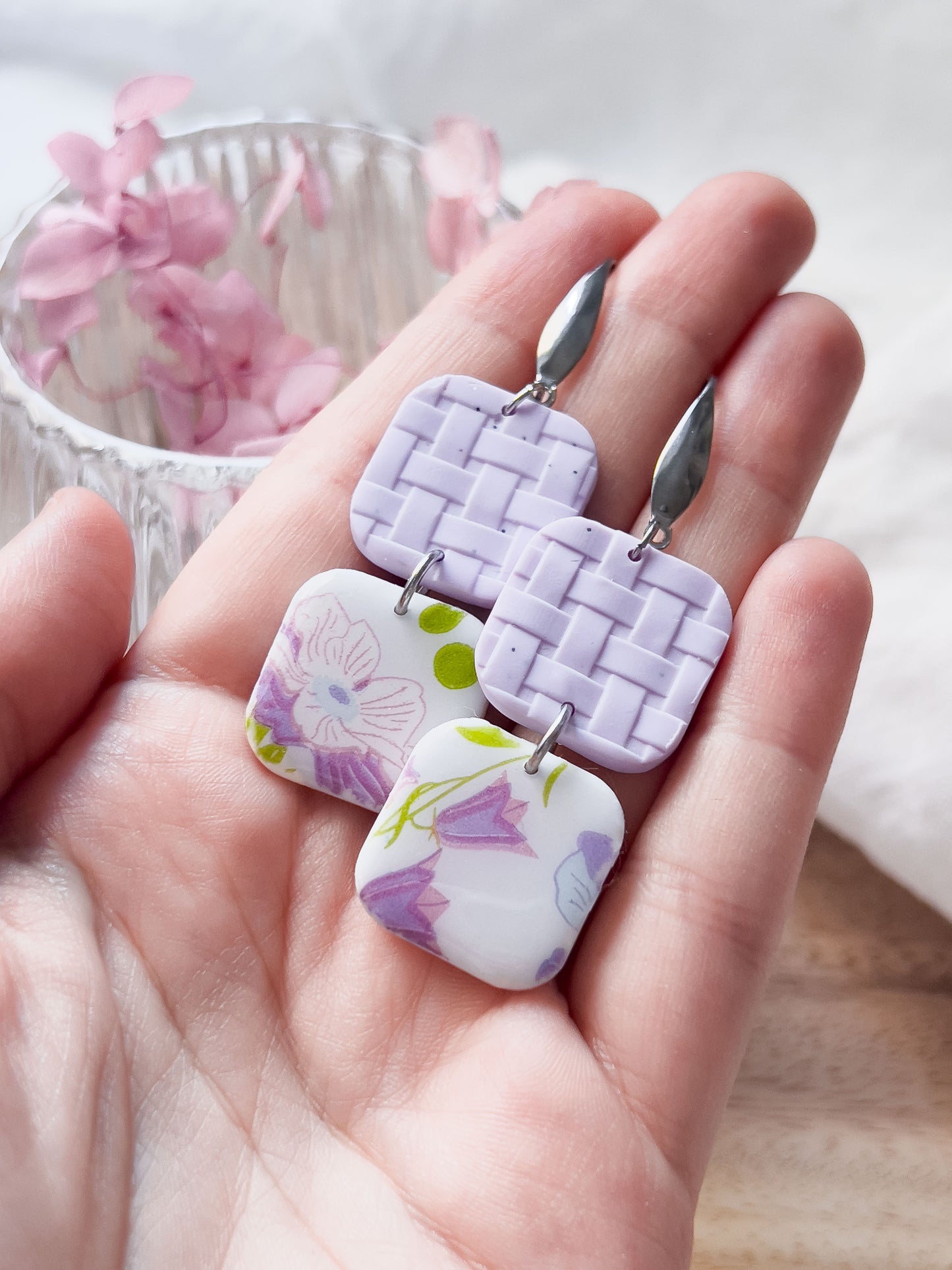 Col J ✦ Zweiteilige lilac Blumen Ohrringe