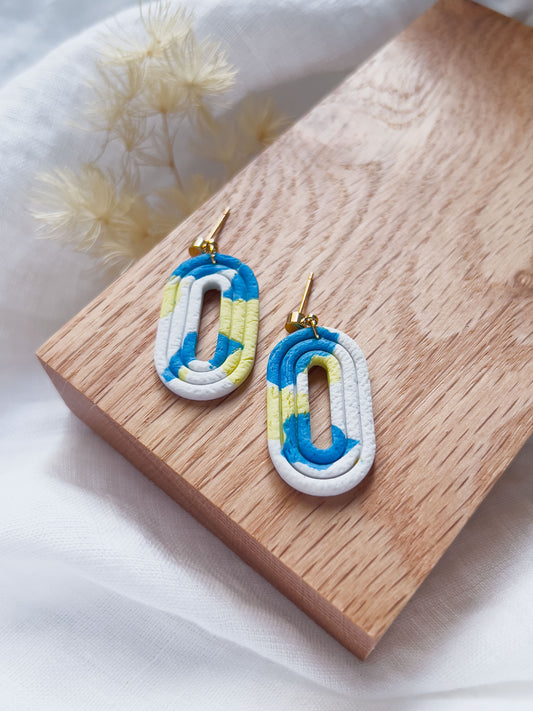 Col J ✦ Gelb-blaue Terrazzo Ohrringe