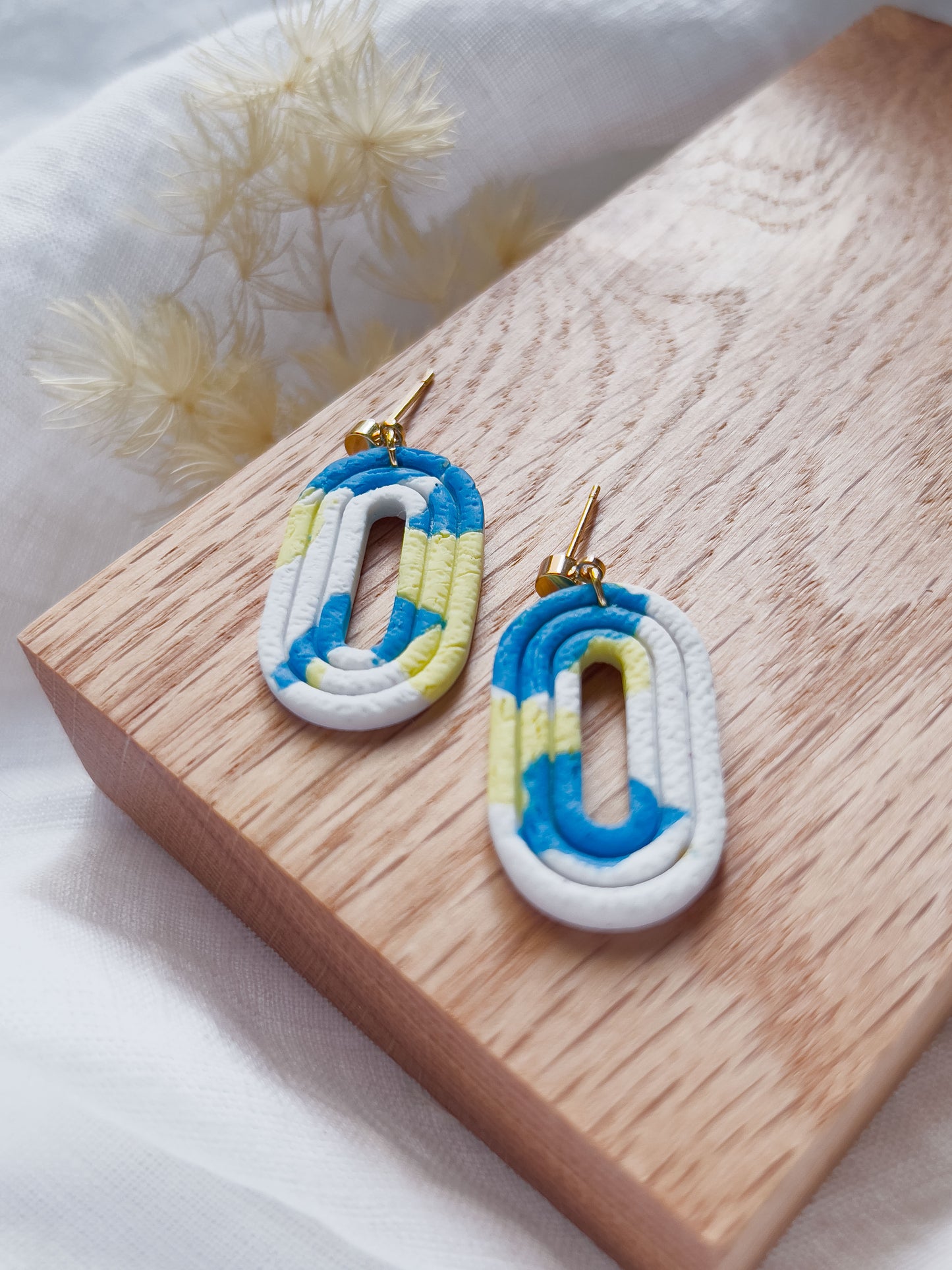 Col J ✦ Gelb-blaue Terrazzo Ohrringe