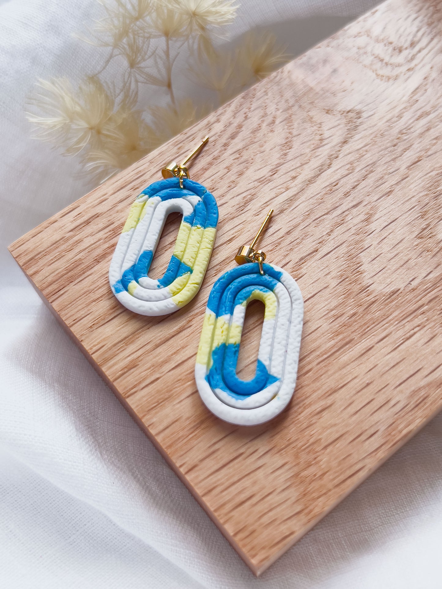 Col J ✦ Gelb-blaue Terrazzo Ohrringe