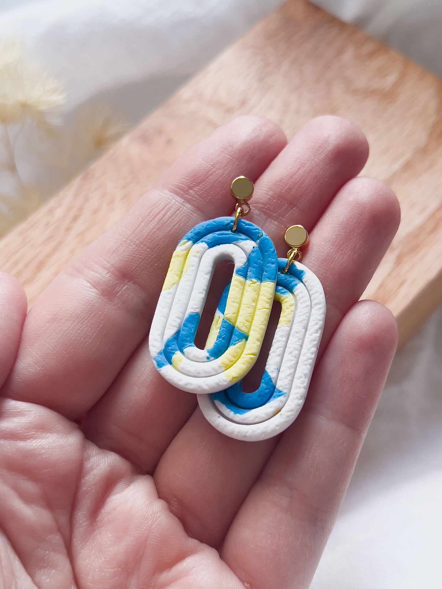 Col J ✦ Gelb-blaue Terrazzo Ohrringe