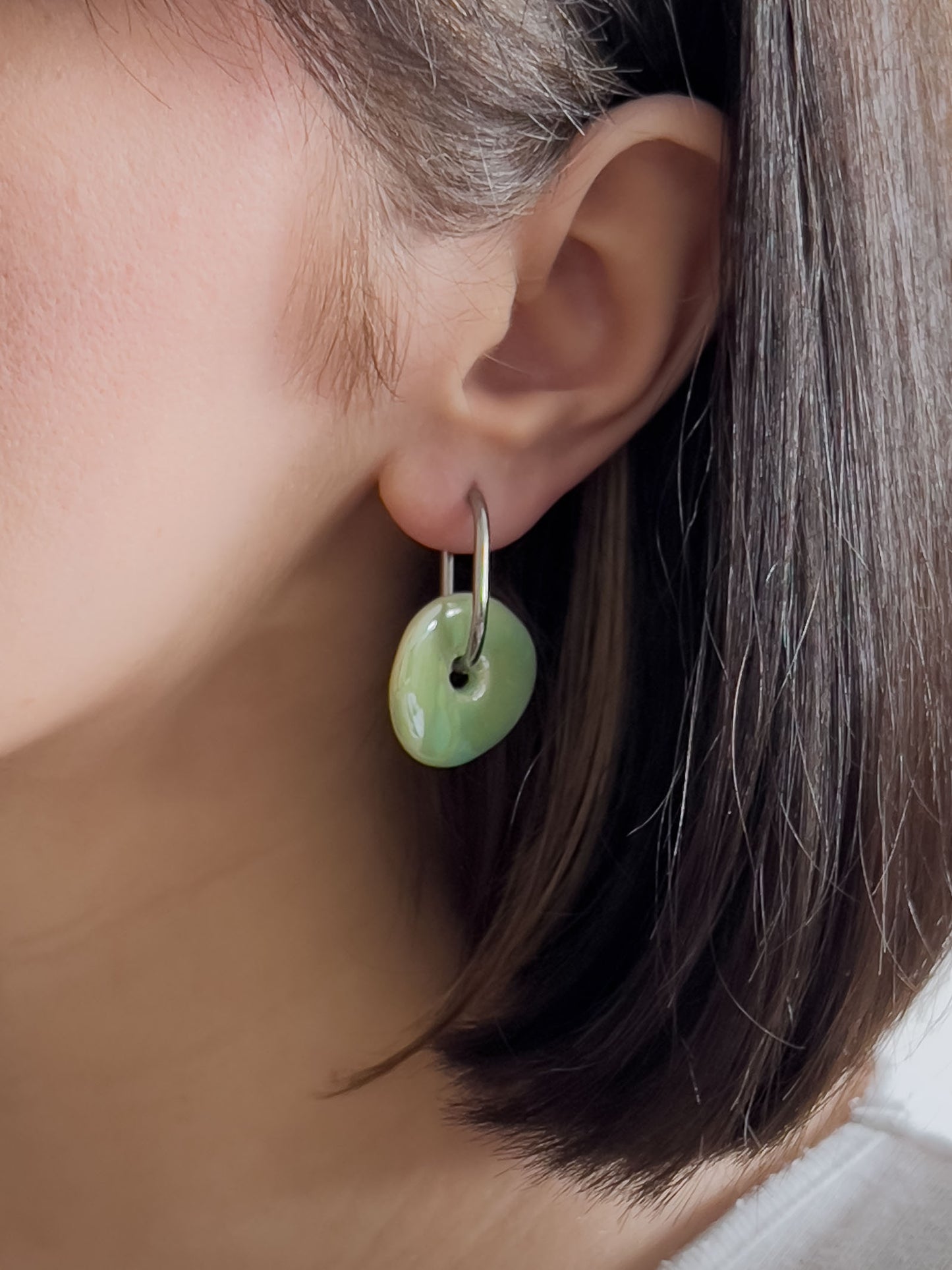 Col J ✦ Grüne Keramik Creolen 2-in-1