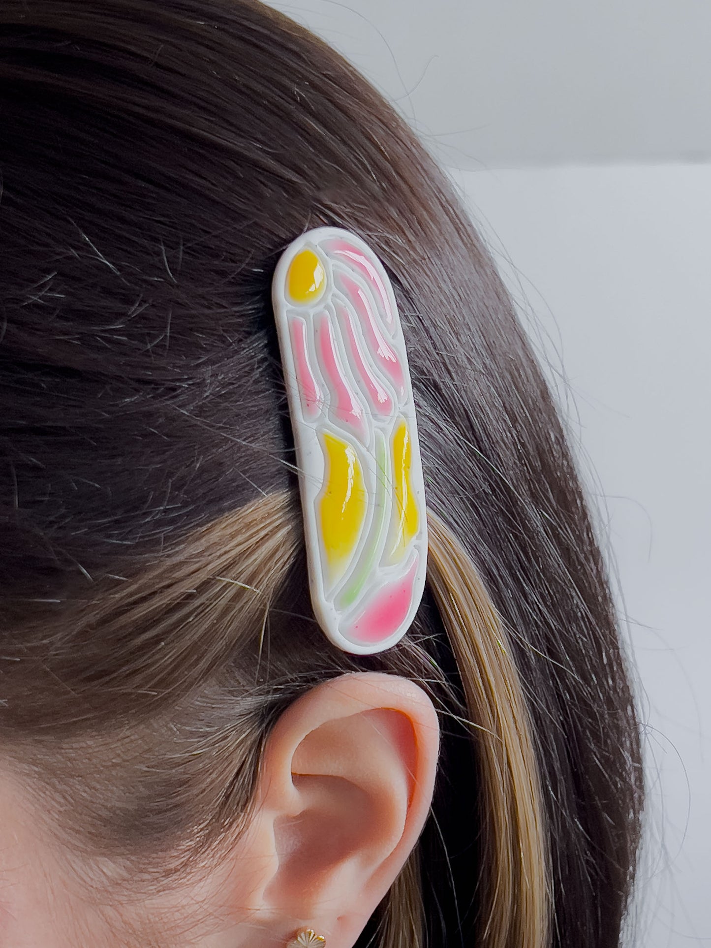 Col J ✦ Handbemaltes Faux-Keramik Blumen Barette