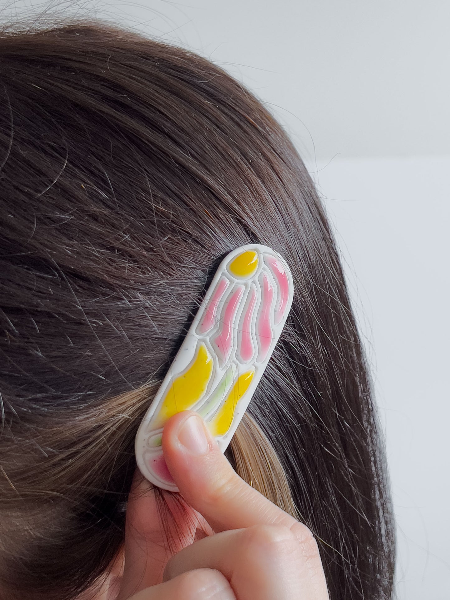 Col J ✦ Handbemaltes Faux-Keramik Blumen Barette