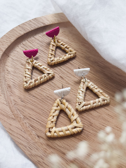 Col K ✦ Colour-Blocking Rattan Ohrringe