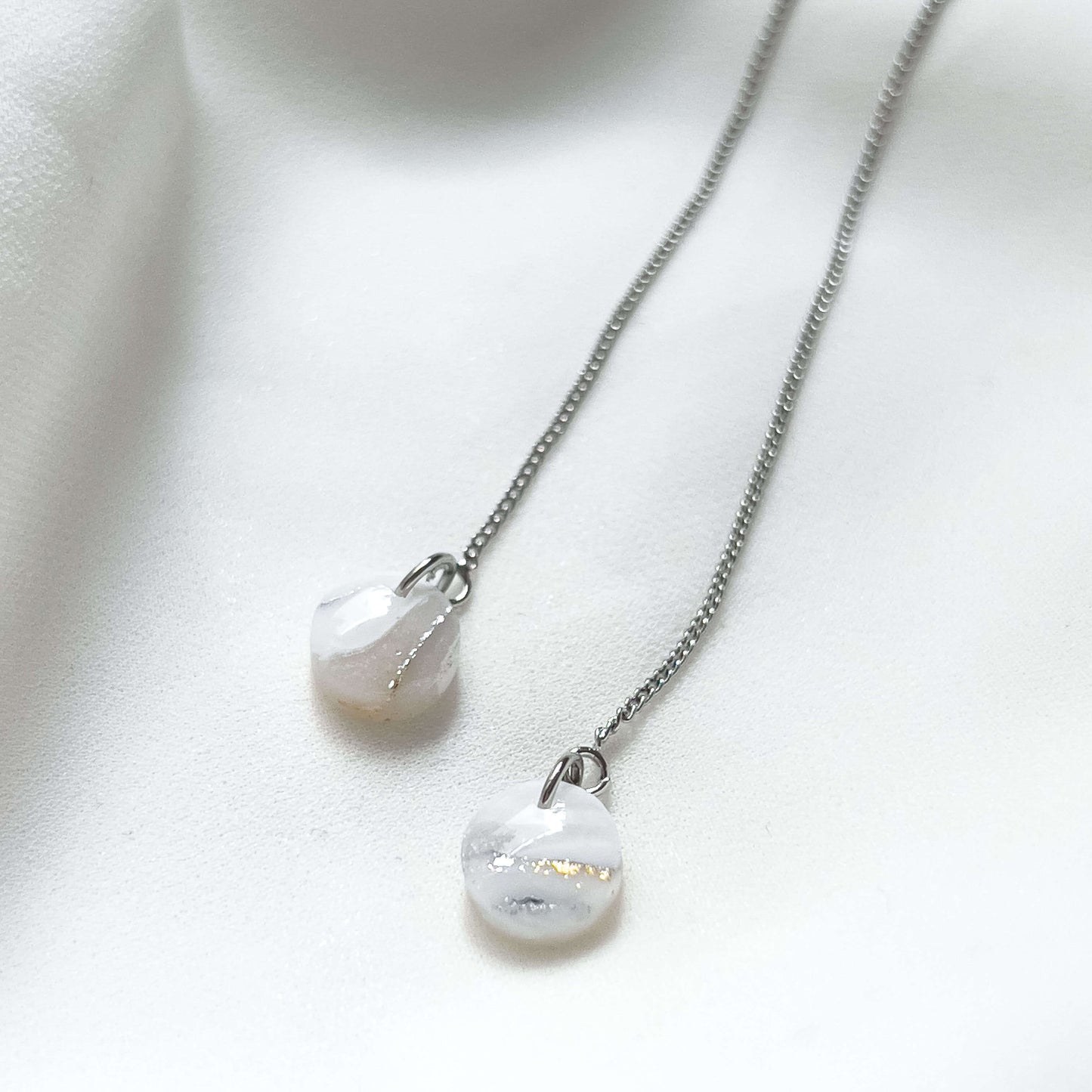 Bridal Col ✦ Elegante Einfädler-Ohrringe & Halskette Set | silber