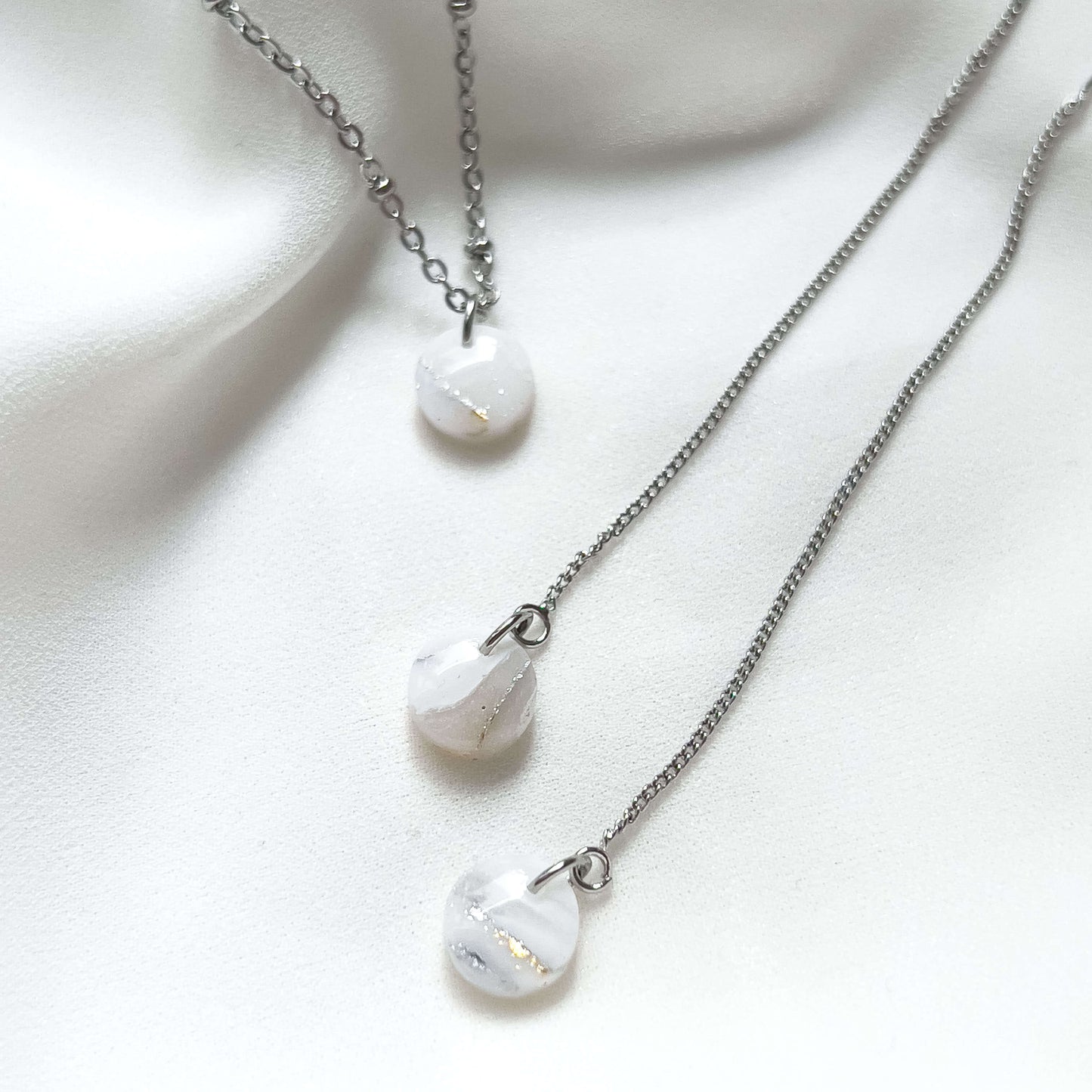 Bridal Col ✦ Elegante Einfädler-Ohrringe & Halskette Set | silber