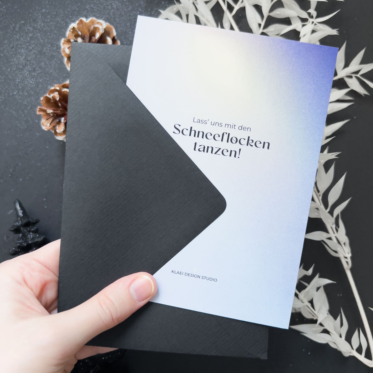 CHRISTMAS GREETING CARD Let's dance with the snowflakes!