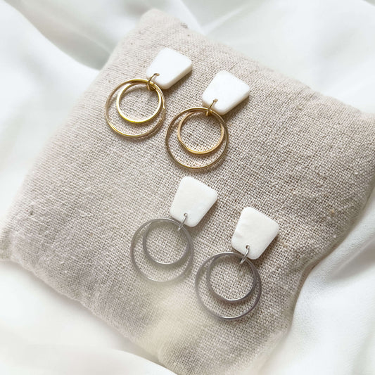 Bridal Col ✦ Perlmuttfarbene dreiteilige Braut Ohrringe | gold & silber