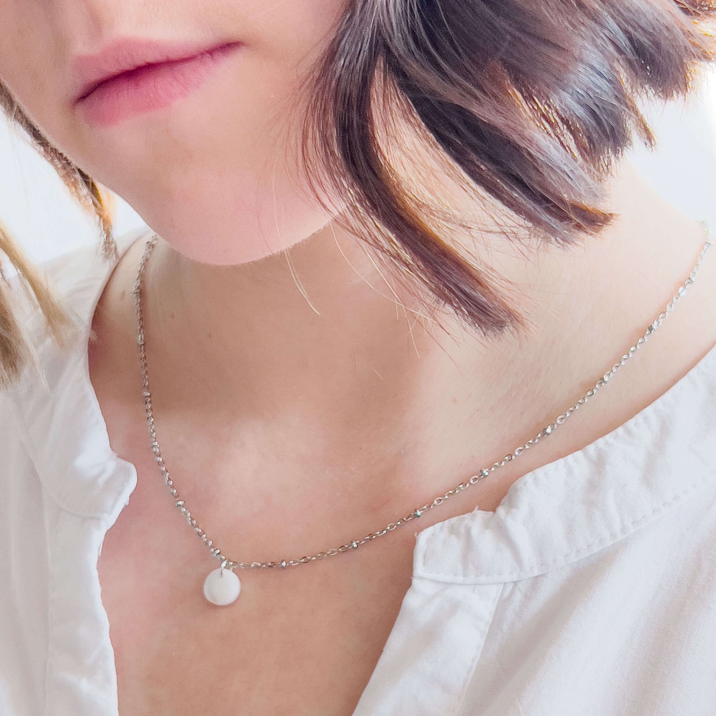 Bridal Col ✦ Elegante Einfädler-Ohrringe & Halskette Set | silber