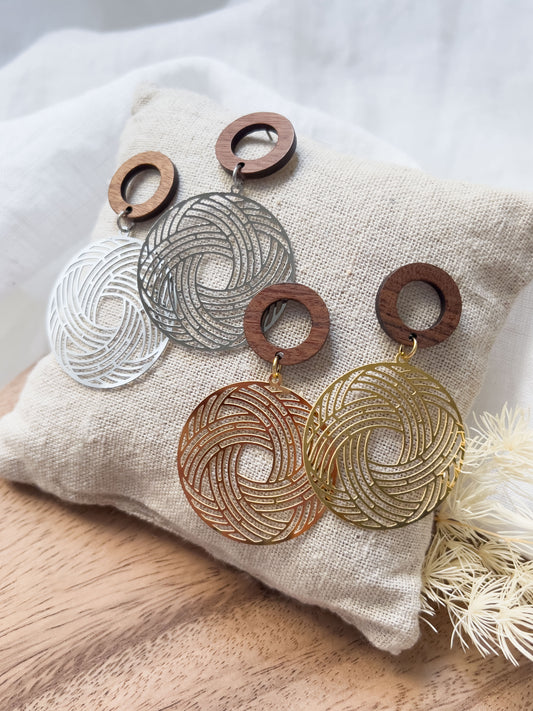 Col R ✦ Große Boho Ohrringe mit Holz-Stecker