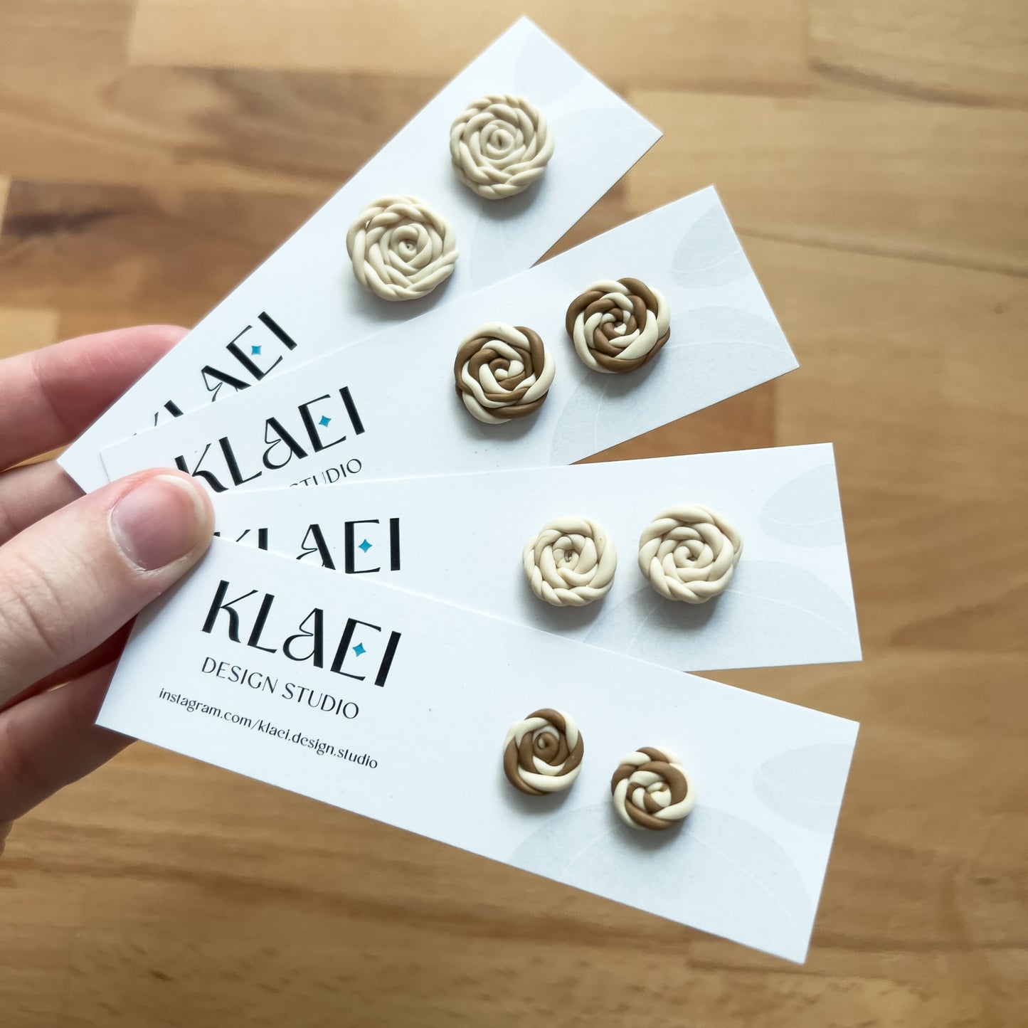 Brown & Champagne Knitted Earstuds