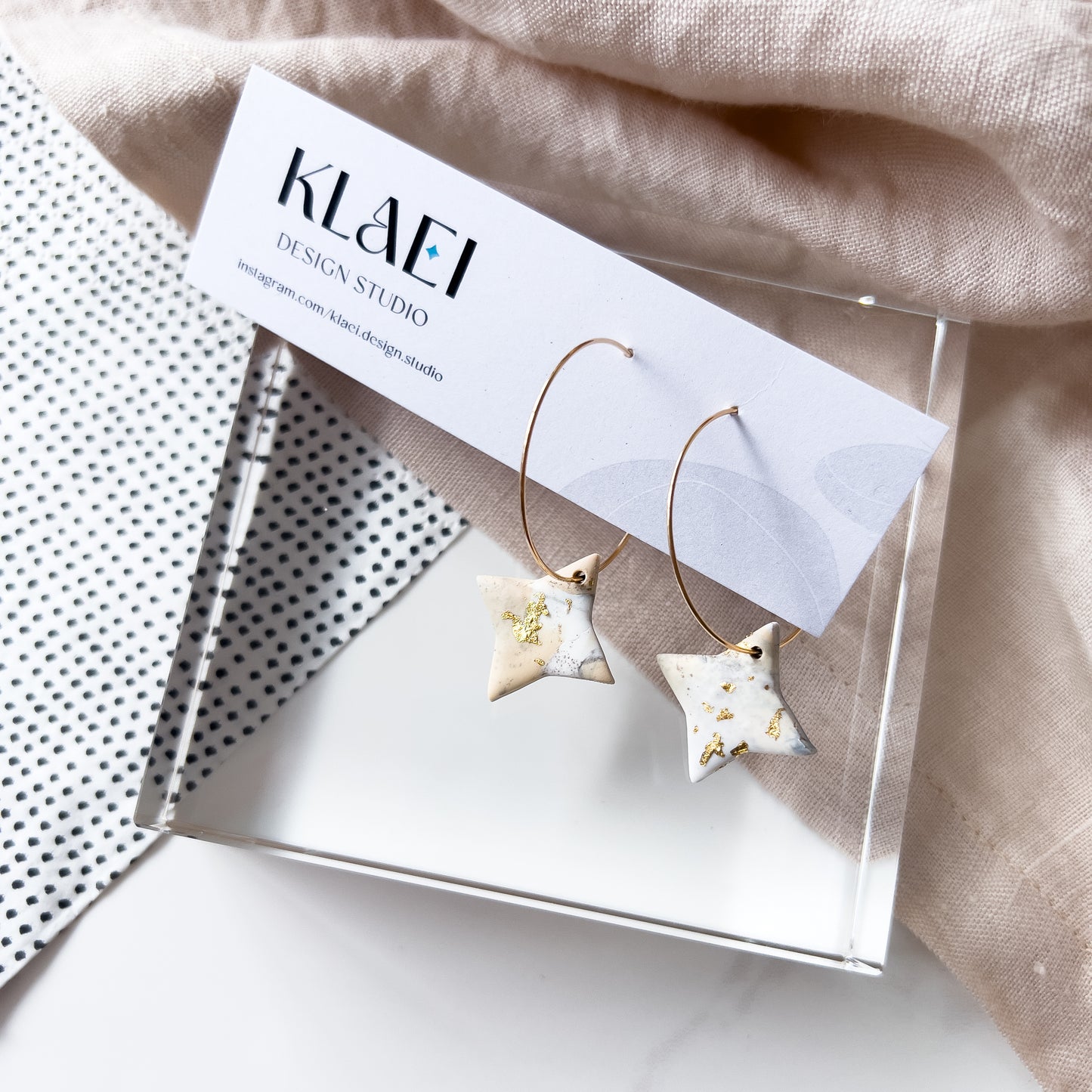 Neutral Marbled Polarstar Hoops