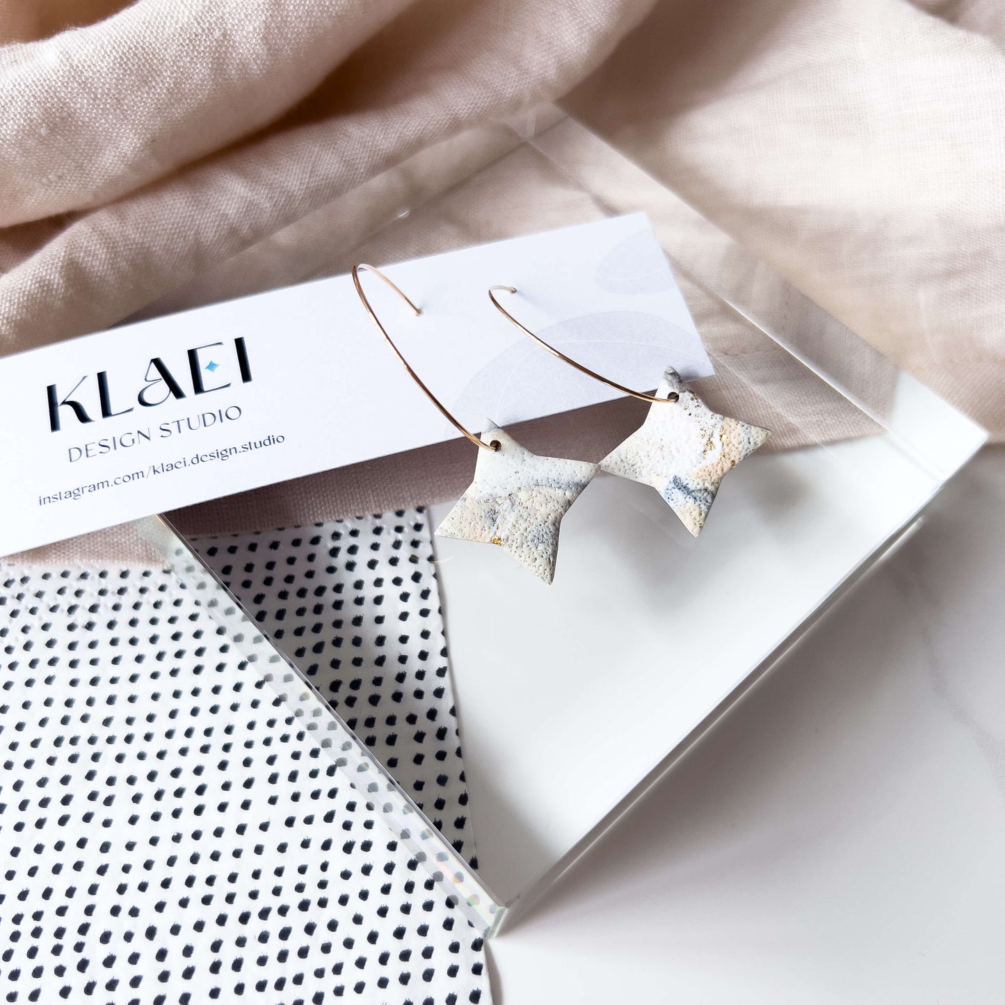 Neutral Marbled Polarstar Hoops