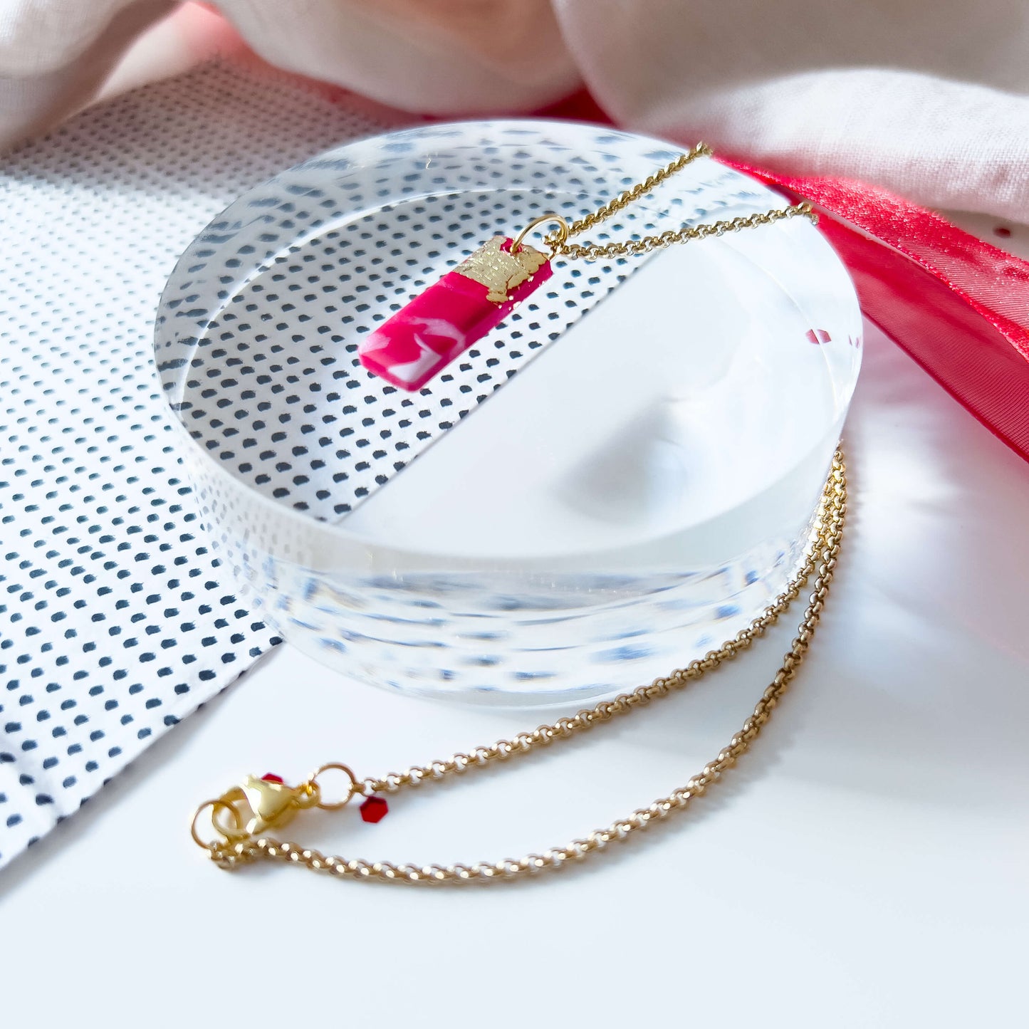 Necklace with Red & Gold Pendant