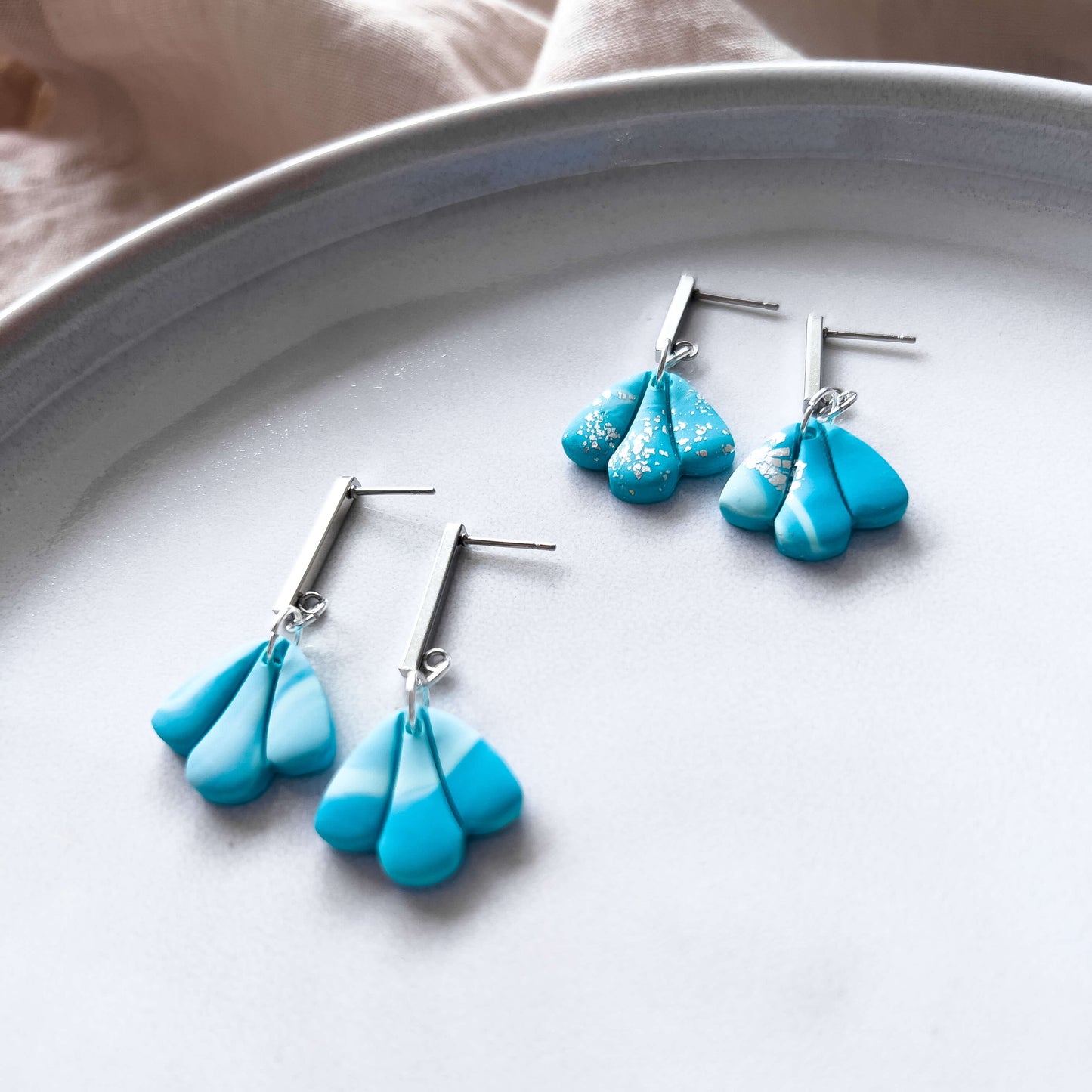 Bright Marbled Flower Earrings