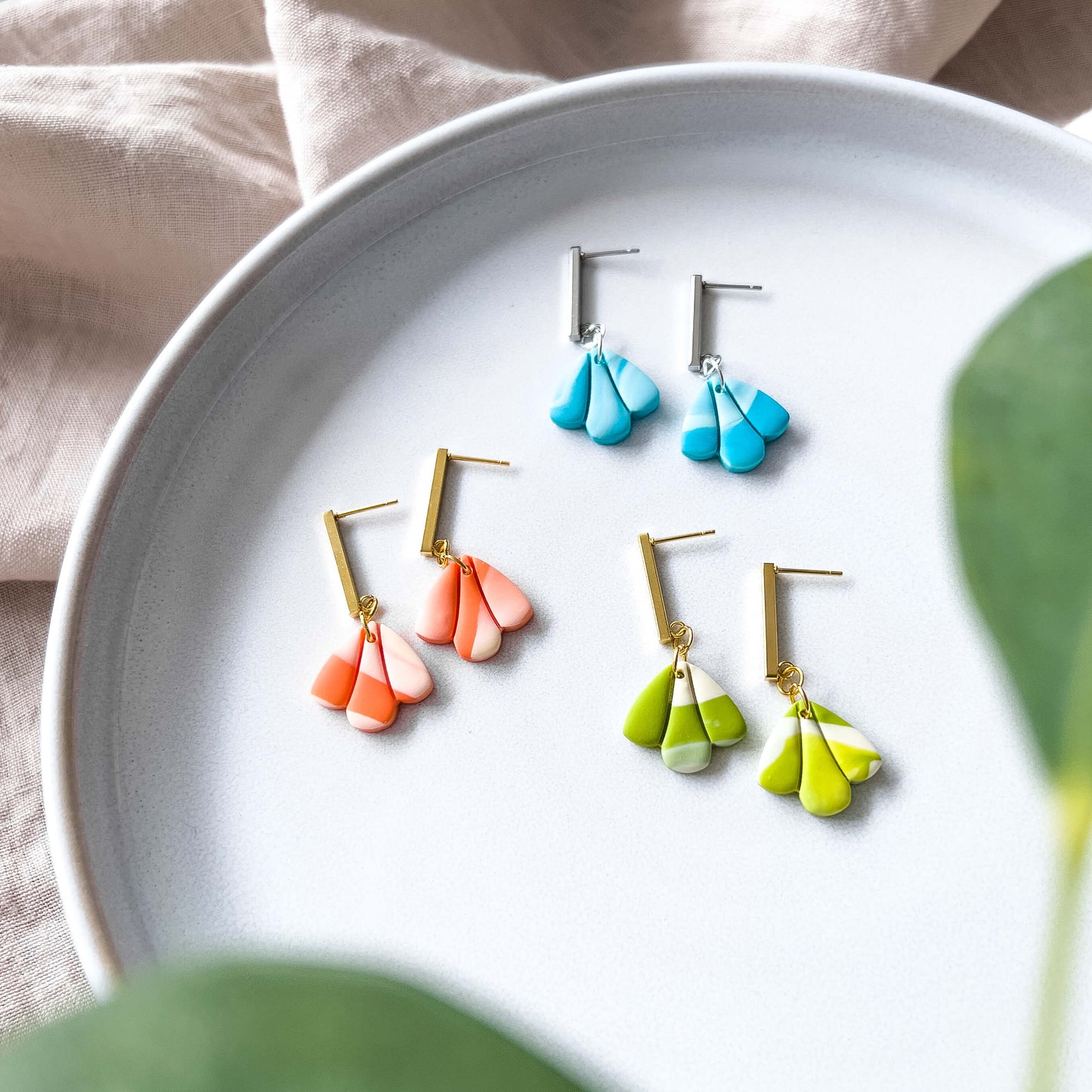 Bright Marbled Flower Earrings