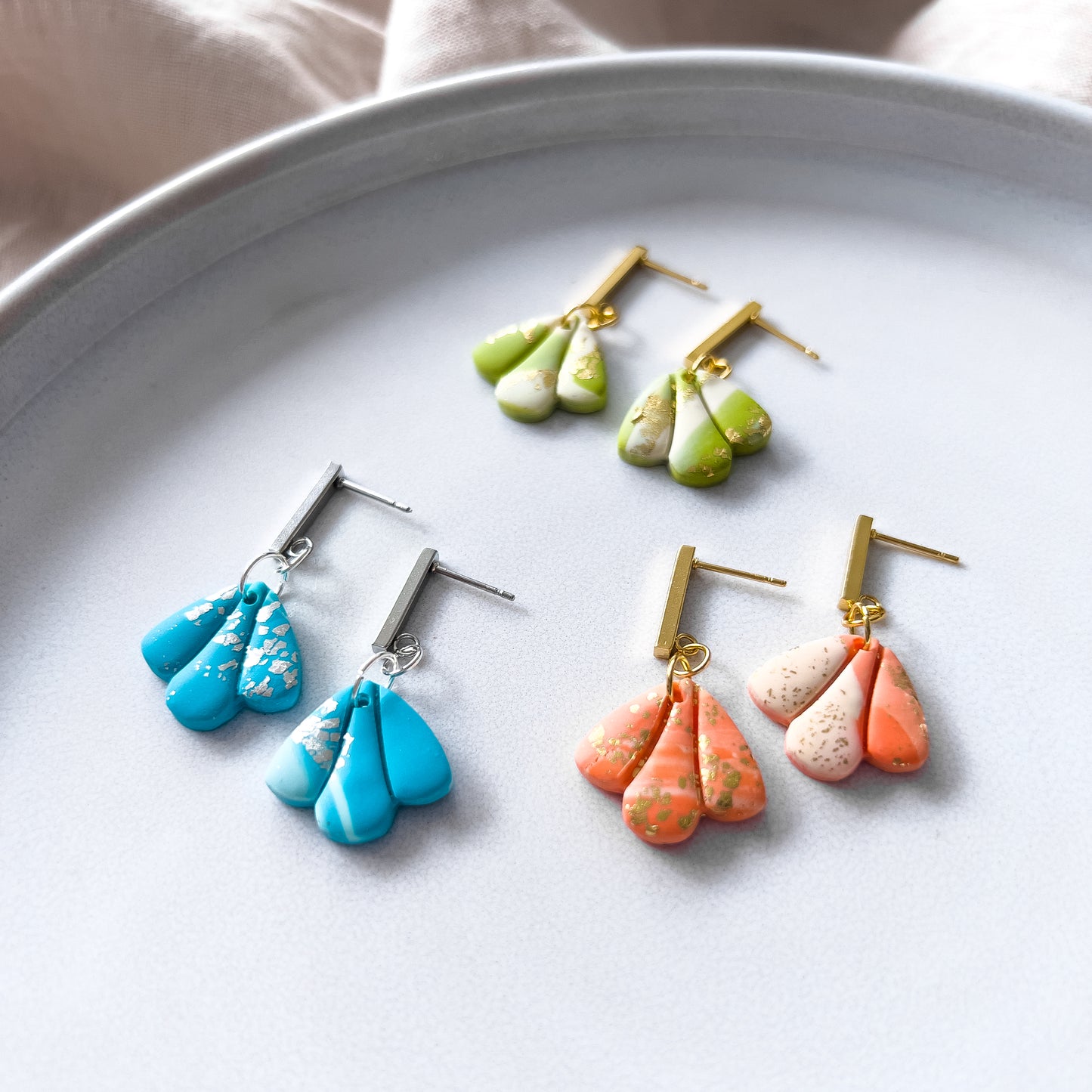 Bright Marbled Flower Earrings