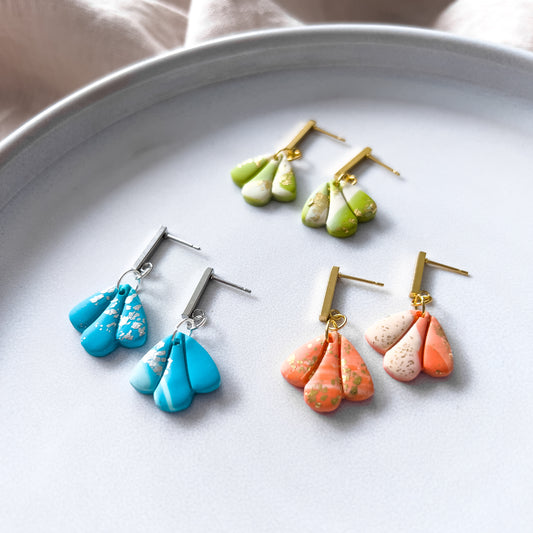 Bright Marbled Flower Earrings