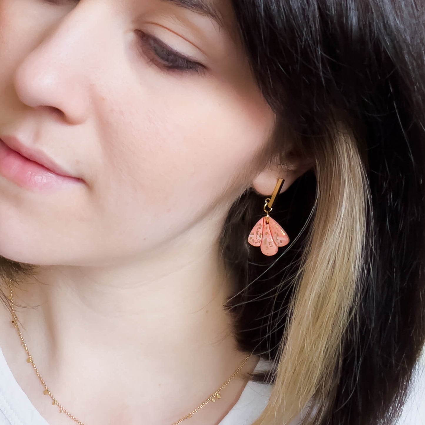 Bright Marbled Flower Earrings