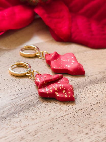Col A ✦ Rote Falten-Huggie Ohrringe