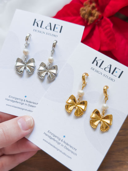 Col A ✦ Schleifchen Perlen Huggie Ohrringe