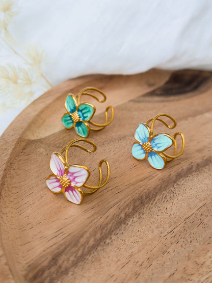 Untamed Garden Col ✦ Emaille Blumen Ringe