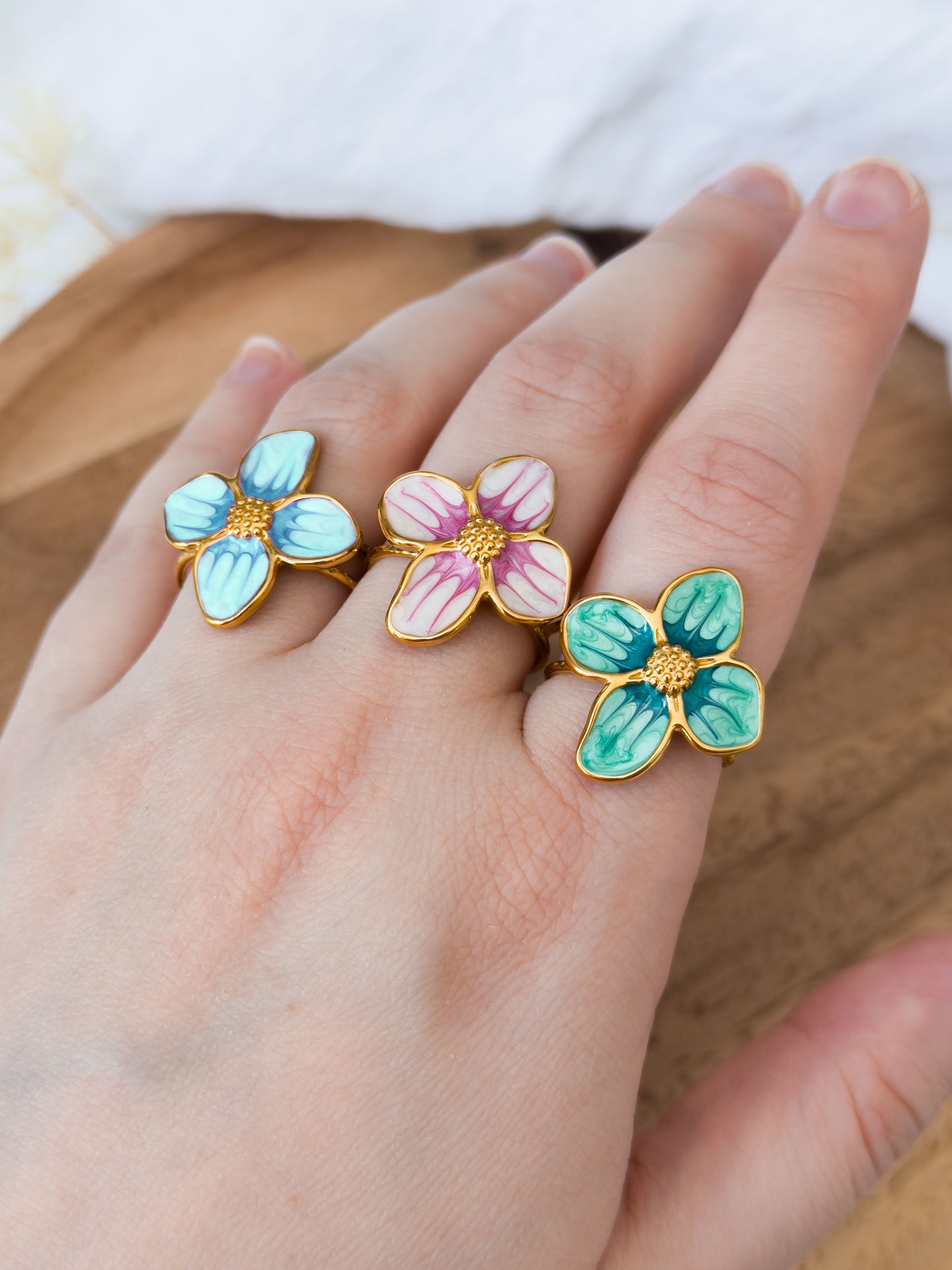 Untamed Garden Col ✦ Emaille Blumen Ringe