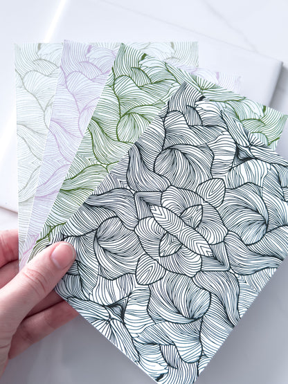 Transfer Paper Leafy Lines | 4 Colours
