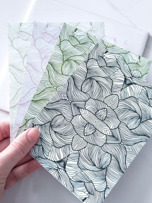 Transfer Paper Leafy Lines | 4 Colours