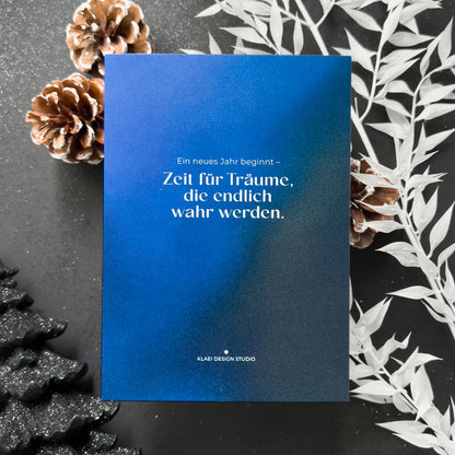 Zeit für Träume, die endlich wahr werden | Weihnachts-Grußkarte, Postkarte