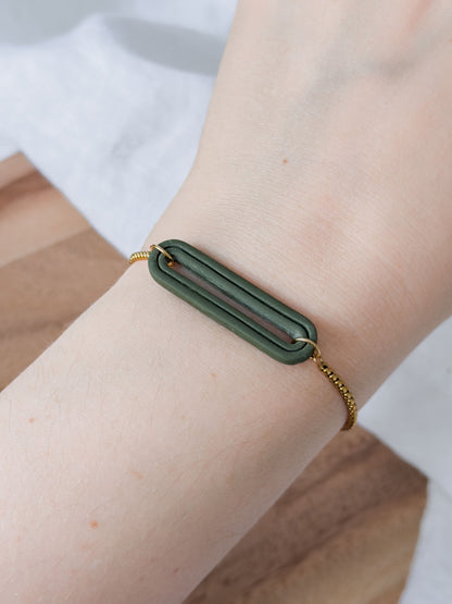 Without Limits Col ✦ Olivgrünes elegantes Ohrring und Armband Set