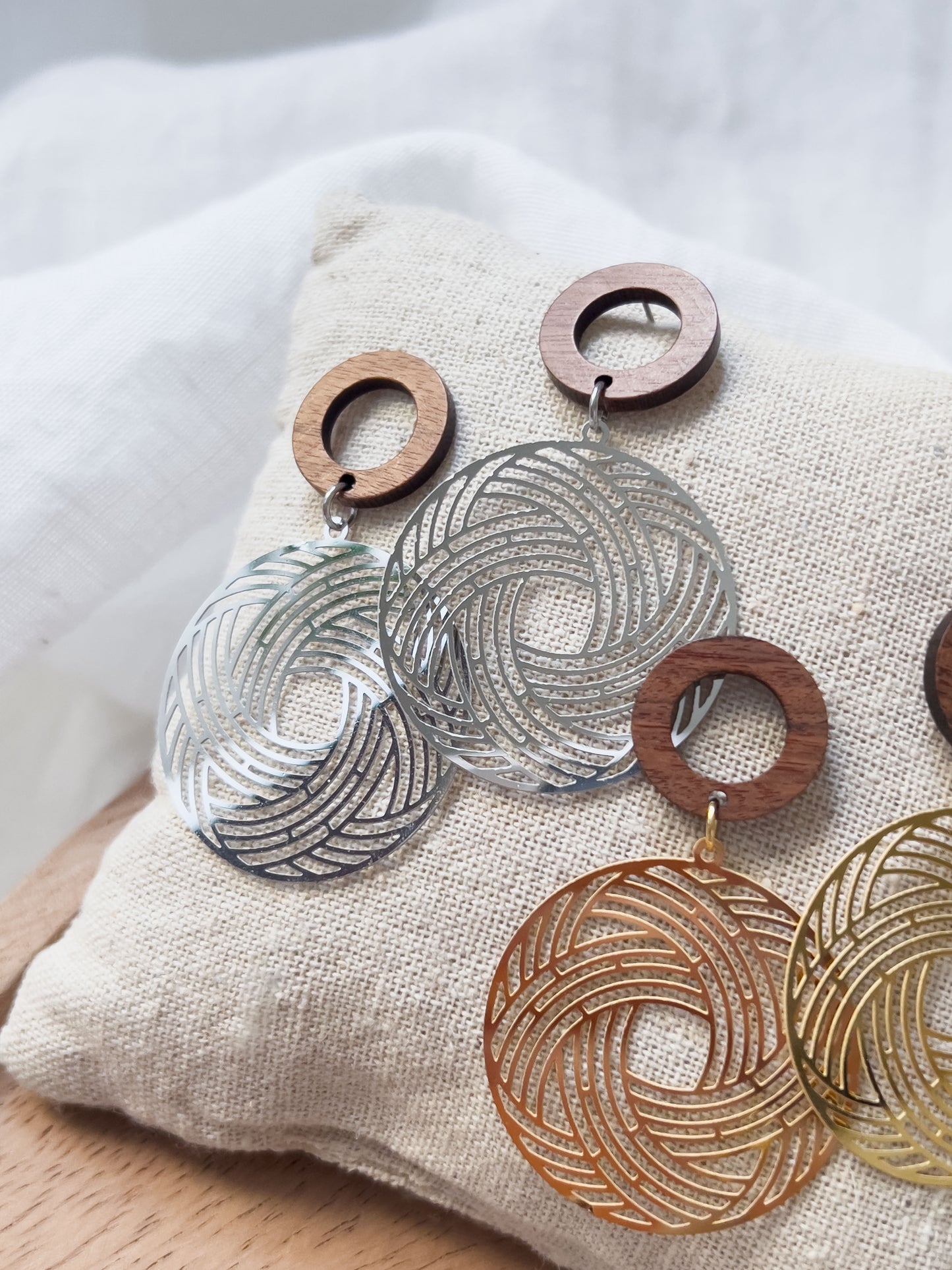 Col R ✦ Große Boho Ohrringe mit Holz-Stecker