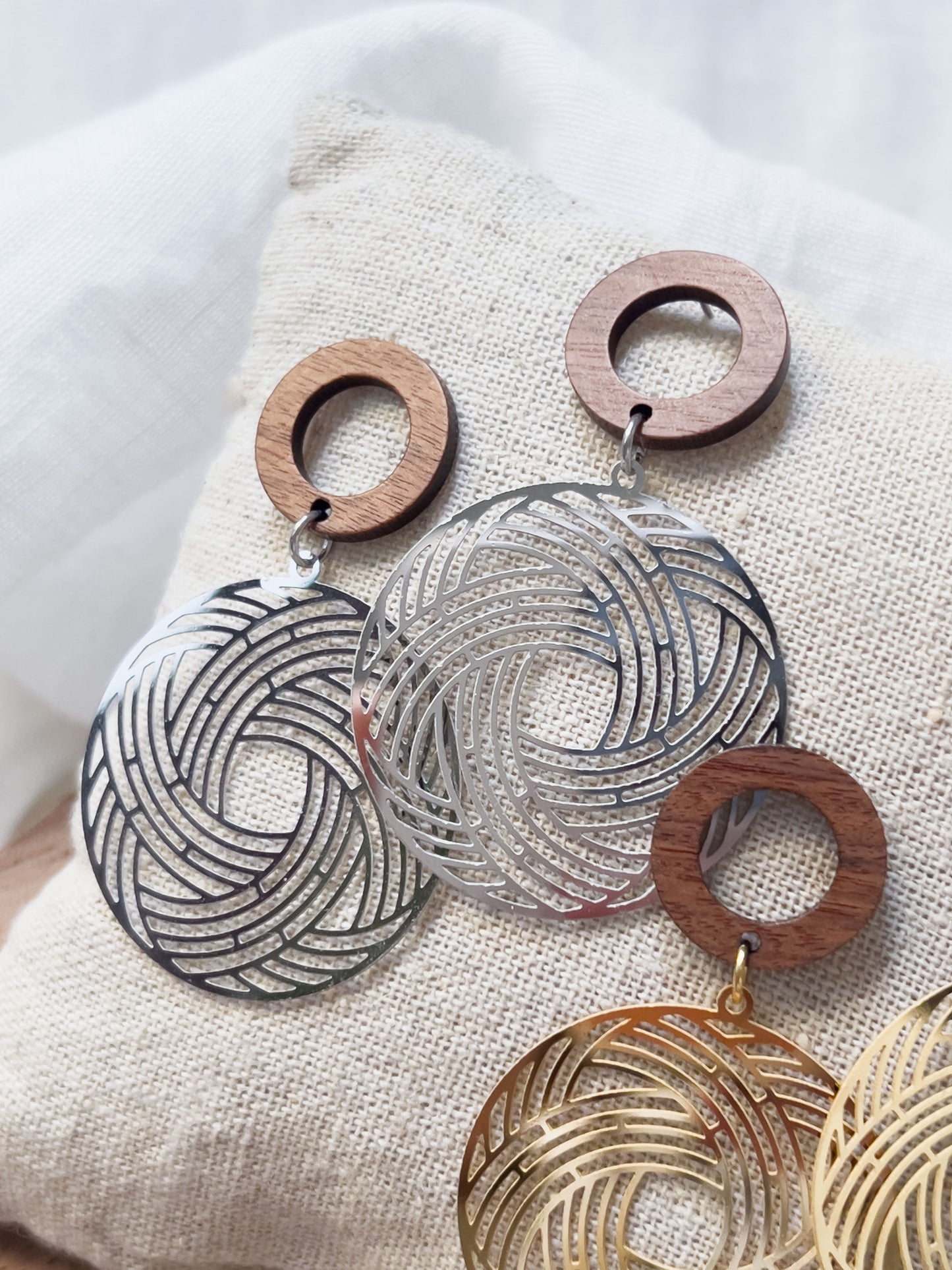 Col R ✦ Große Boho Ohrringe mit Holz-Stecker
