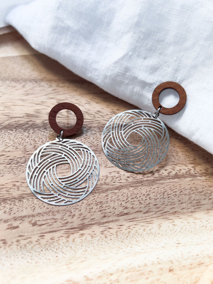 Col R ✦ Große Boho Ohrringe mit Holz-Stecker
