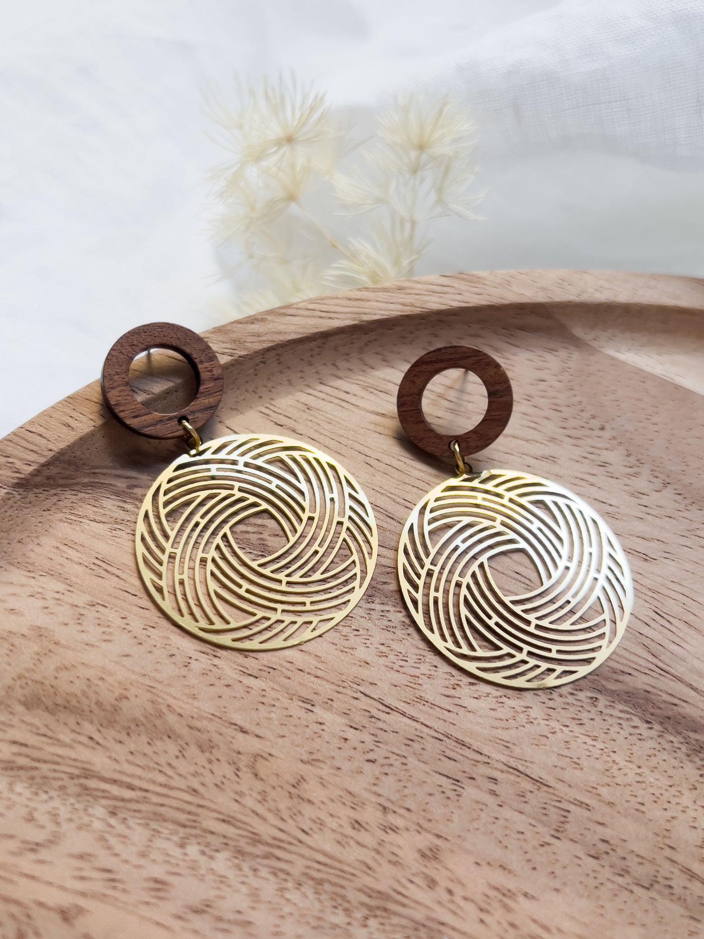 Col R ✦ Große Boho Ohrringe mit Holz-Stecker