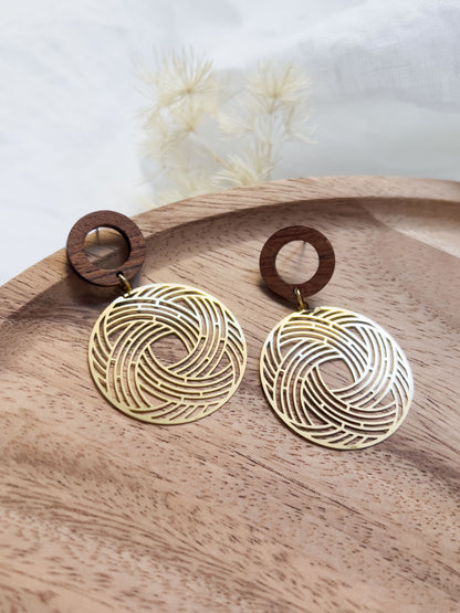 Col R ✦ Große Boho Ohrringe mit Holz-Stecker
