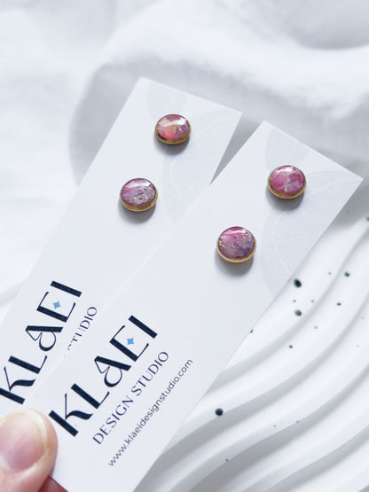 Col R ✦ Fuchsia-marmorierte Ohrstecker