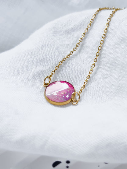 Col R ✦ Fuchsia-marmoriertes rundes Armband