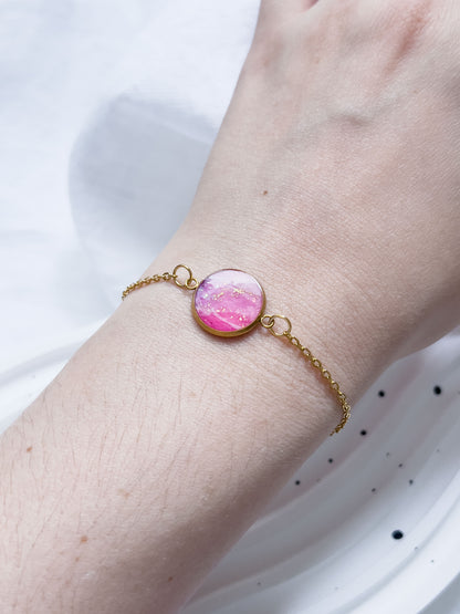 Col R ✦ Fuchsia-marmoriertes rundes Armband