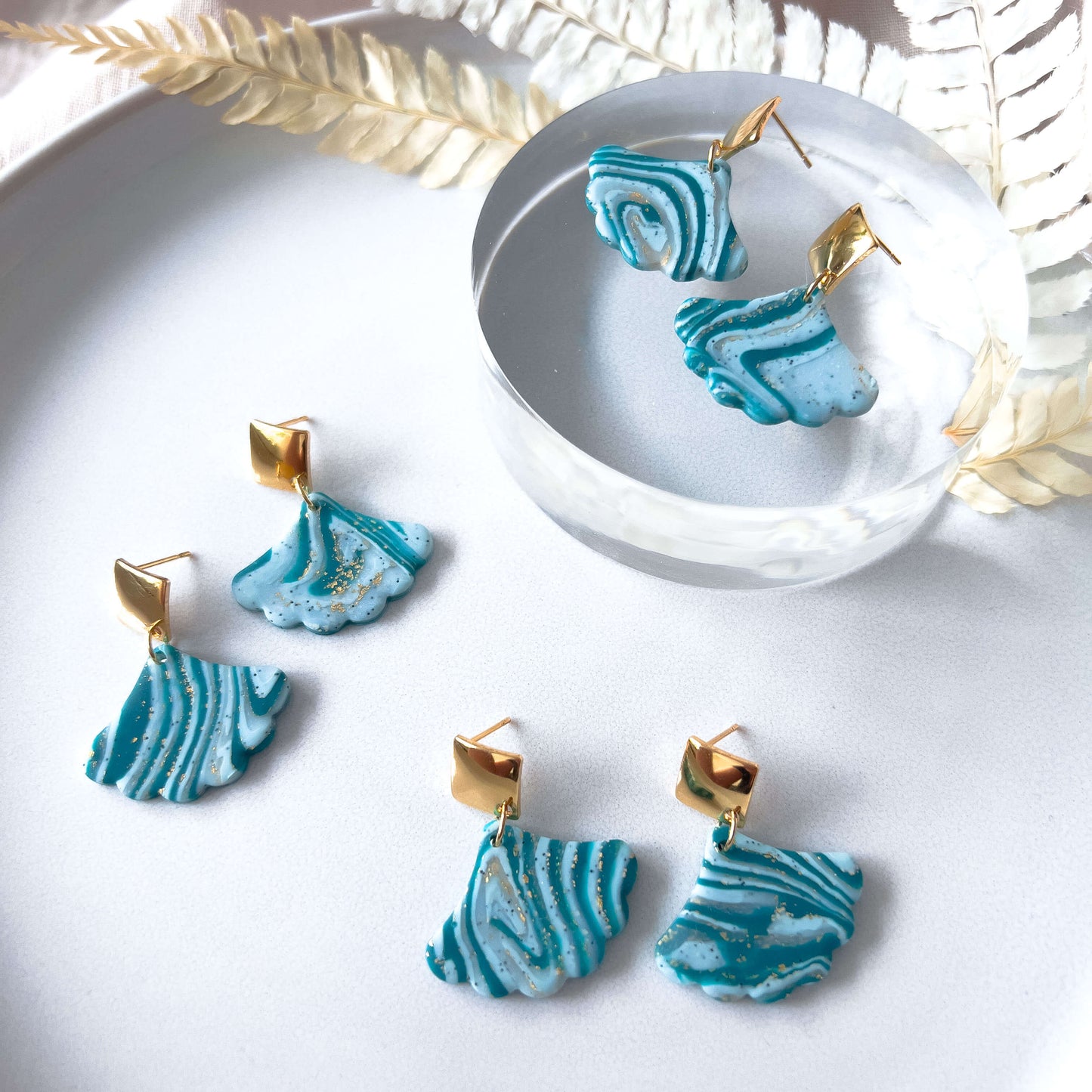 Col M ✦ Turquoise Fan Earrings in Gold