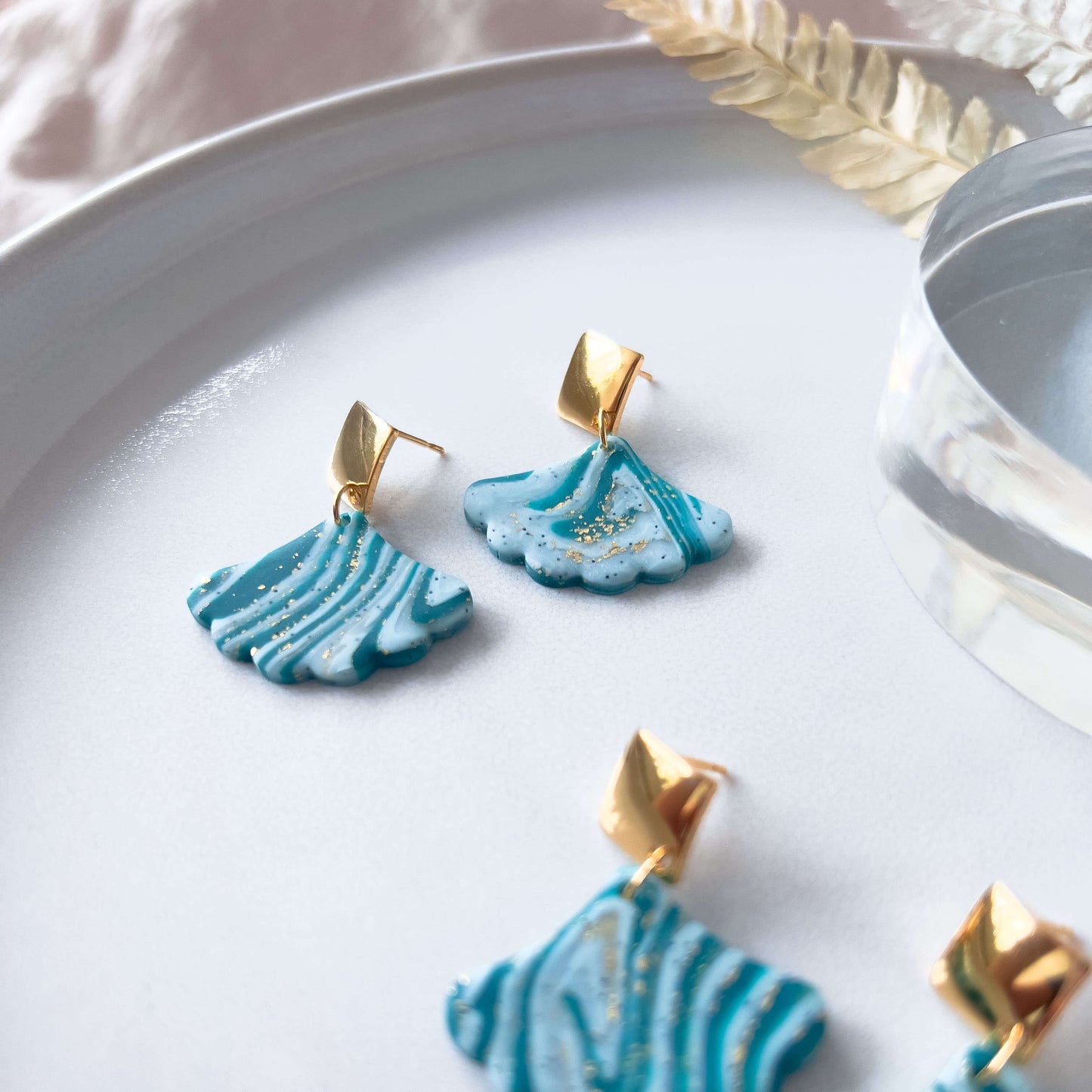 Col M ✦ Turquoise Fan Earrings in Gold